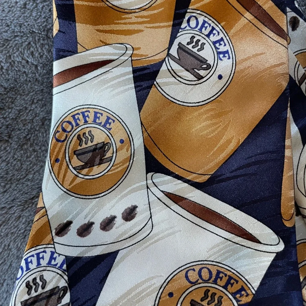 Keith Daniels Coffee Cup Silk Tie Mens Novelty Drink Pattern classic‎ Necktie